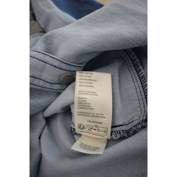 We The Free OB1801414 Women Sz XS Blue Combo Moto Colorblock Denim L/S Shirt - Picture 8 of 10